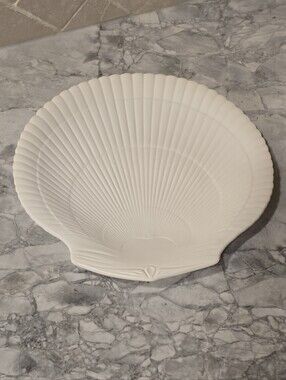 Vintage Scallop Shell Plate in Nautilus Pattern by Wedgwood Matte Cream Platter